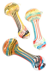 4" Multicolor Swirl Striped Color Changing Glass Pipe - P2448