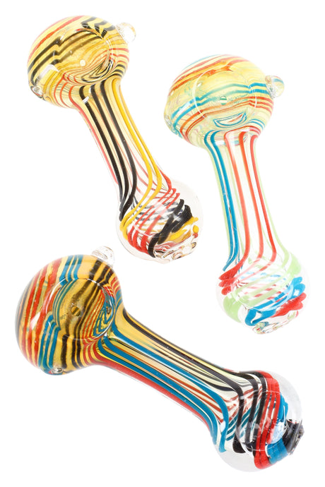 4" Multicolor Swirl Striped Color Changing Glass Pipe - P2448