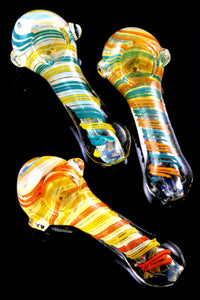 Color Changing Multicolor Spiral Striped Glass Pipe - P2486