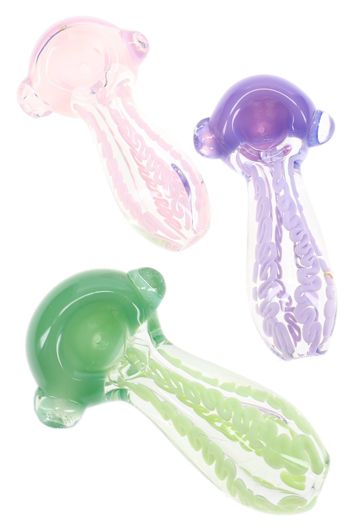 Neon Striped Glass Spoon “Glow Noodle” – 4″ – Assorted Colors