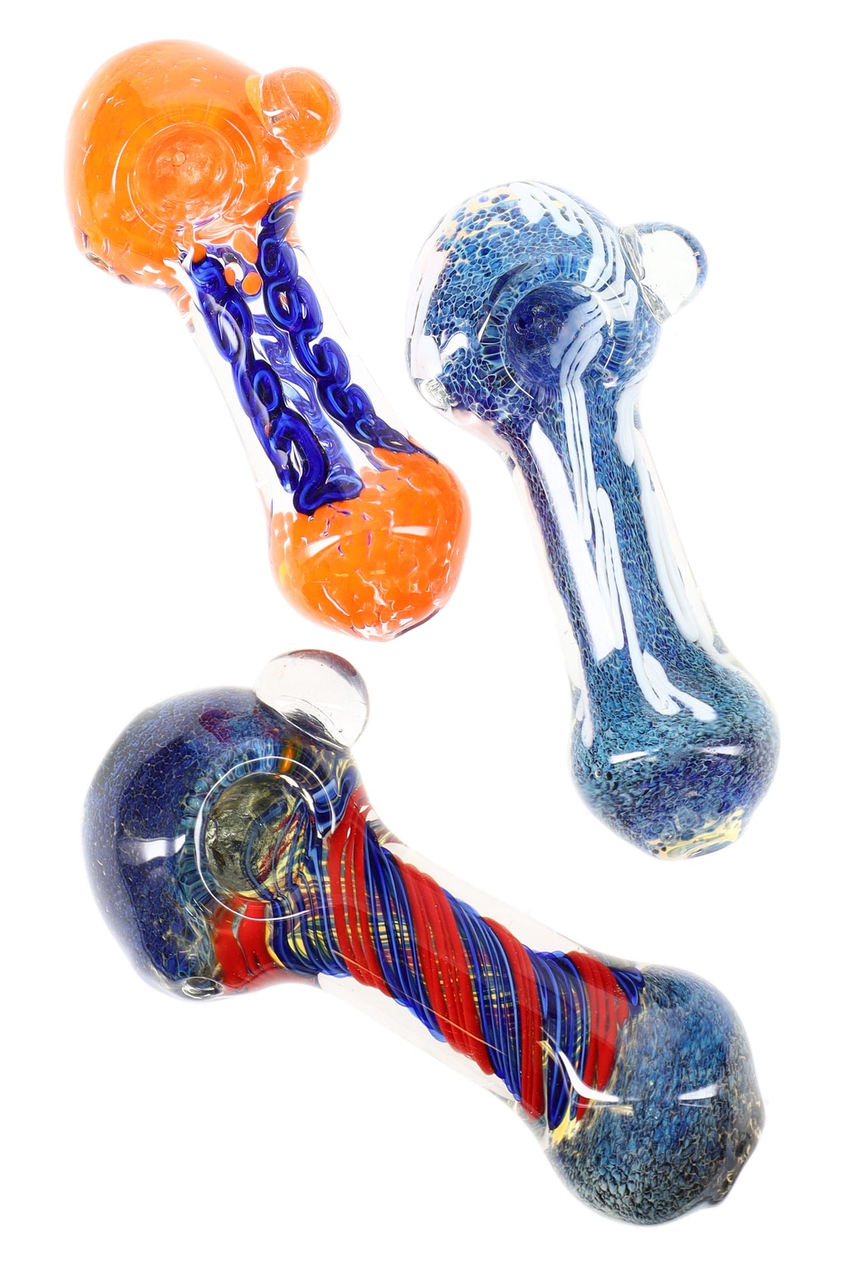 5" Thick Color Changing Frit Striped Glass Pipe - P2552