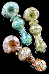 Color Changing Silver Fumed Frit Glass Pipe - P2593