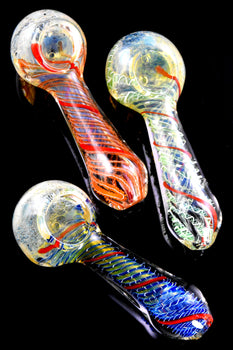 Multicolor Spiral Striped Color Changing Glass Pipe - P2617