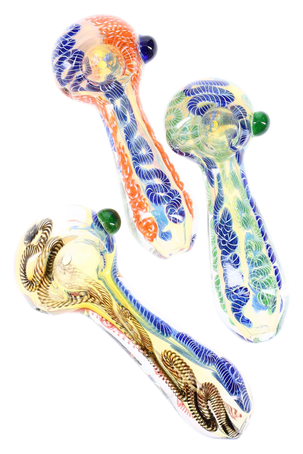 4.5" Multicolor Squiggle Striped Color Changing Glass Pipe - P2679