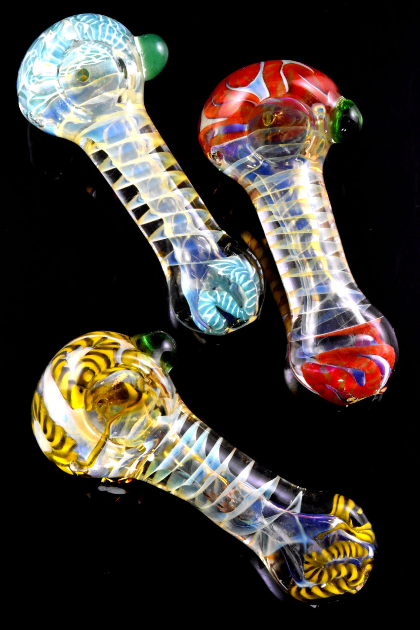 Frit Spiral Color Changing Glass Pipe - P2752