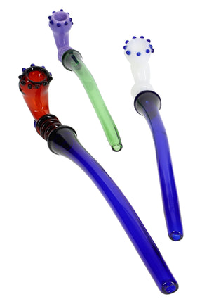 11.5-inch neon marble sherlock pipe in assorted solid colors with long curved stem, raised marble dots, and stabilizing ring accents on white background.