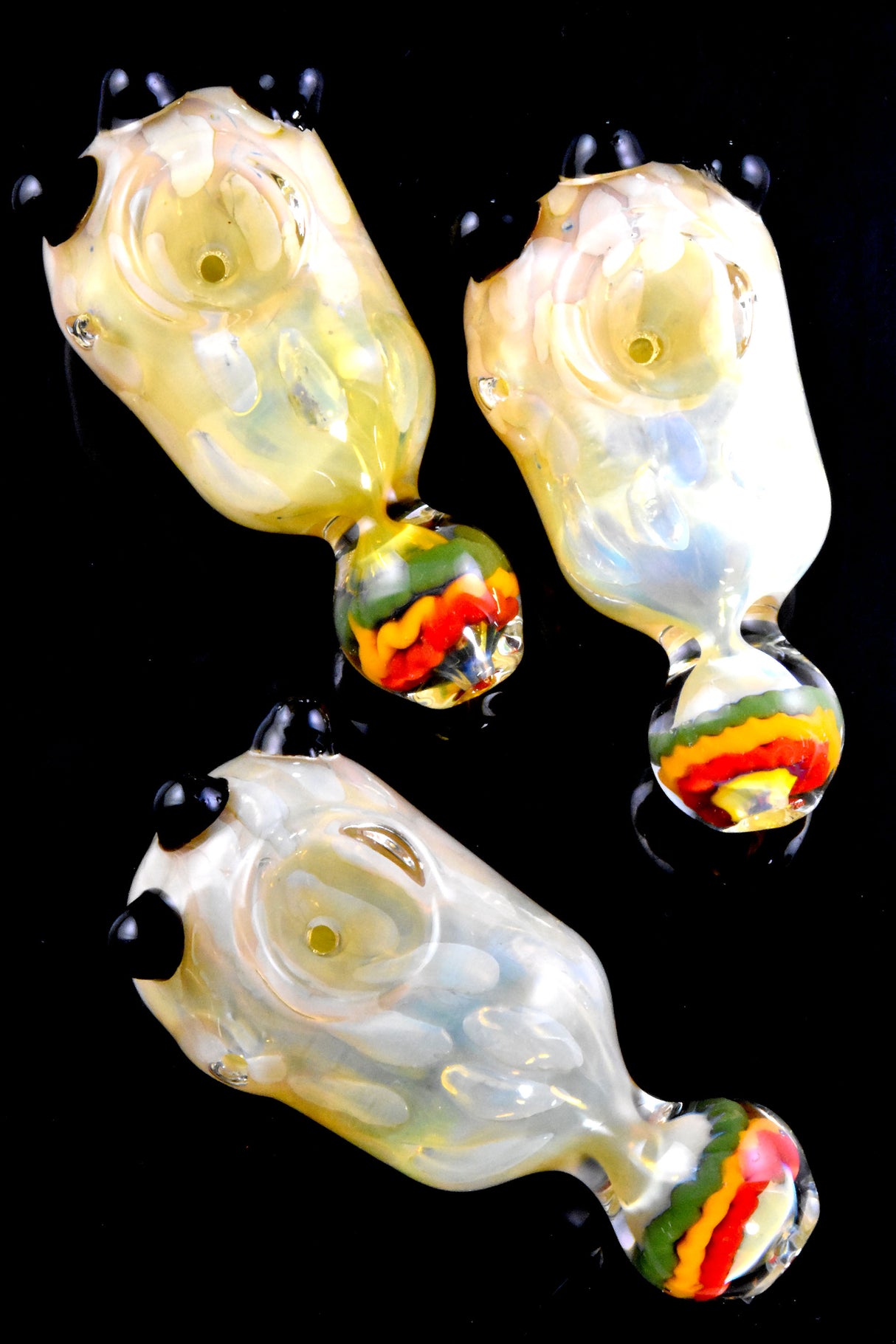 4" Silver Fumed Color Changing Rasta Swirl Glass Pipe - P2823