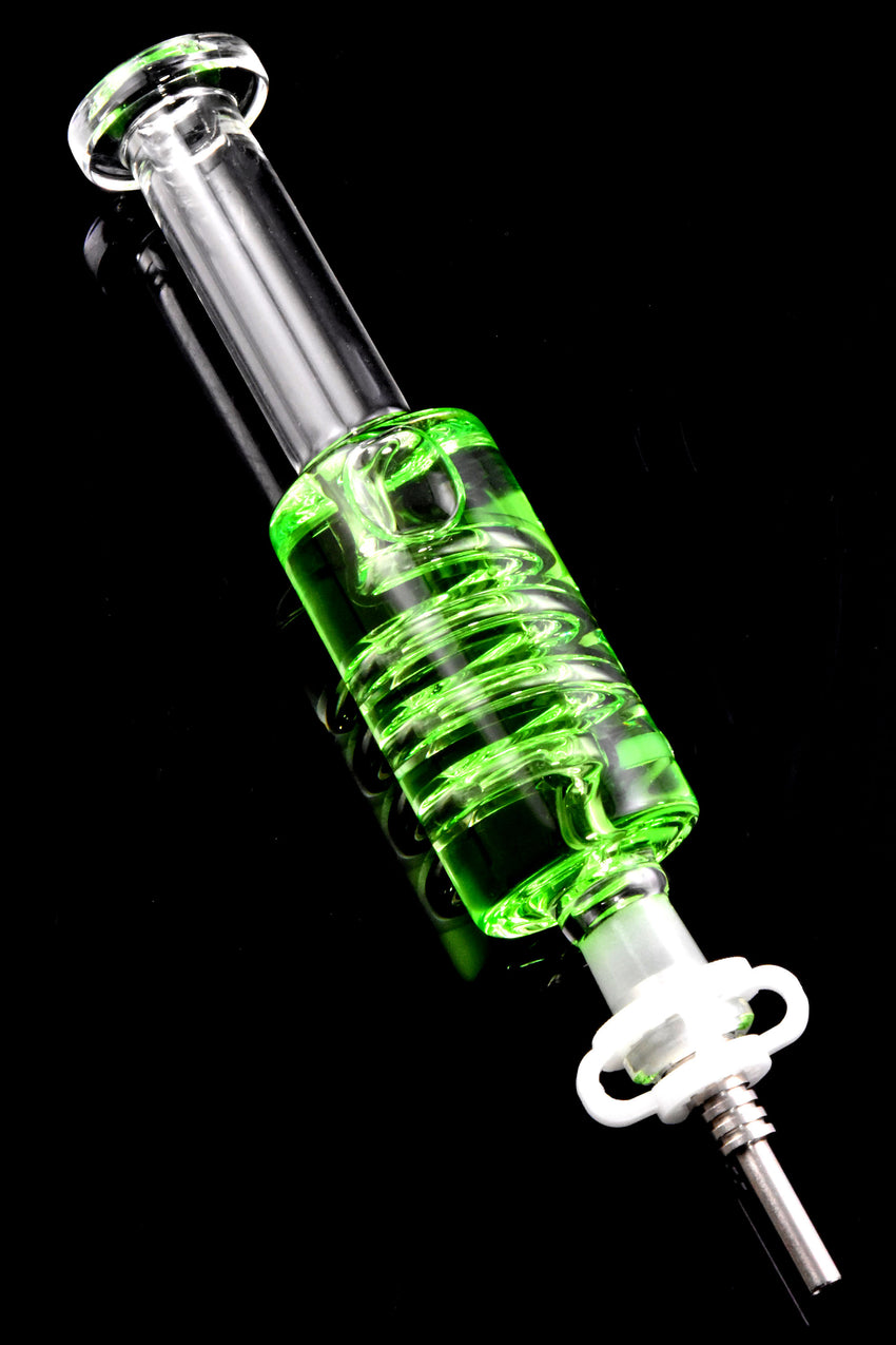 Colorful Fluid Filled Coil Glass Dab Straw - P2828