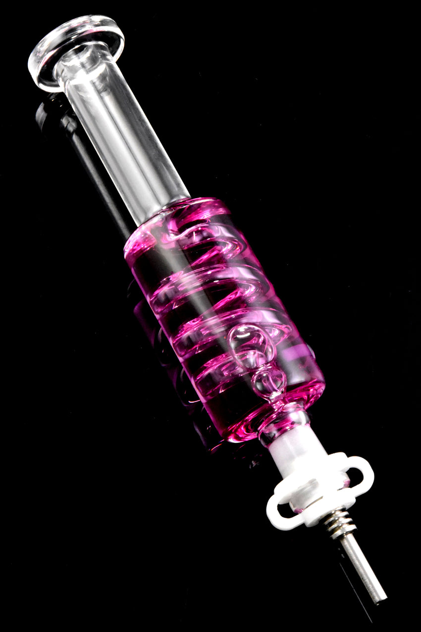 Colorful Fluid Filled Coil Glass Dab Straw - P2828
