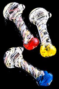 Pastel Swirl Striped Frit Clear Glass Pipe - P2845