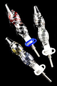 Clear Squiggle Striped Glass Dab Straw - P2850