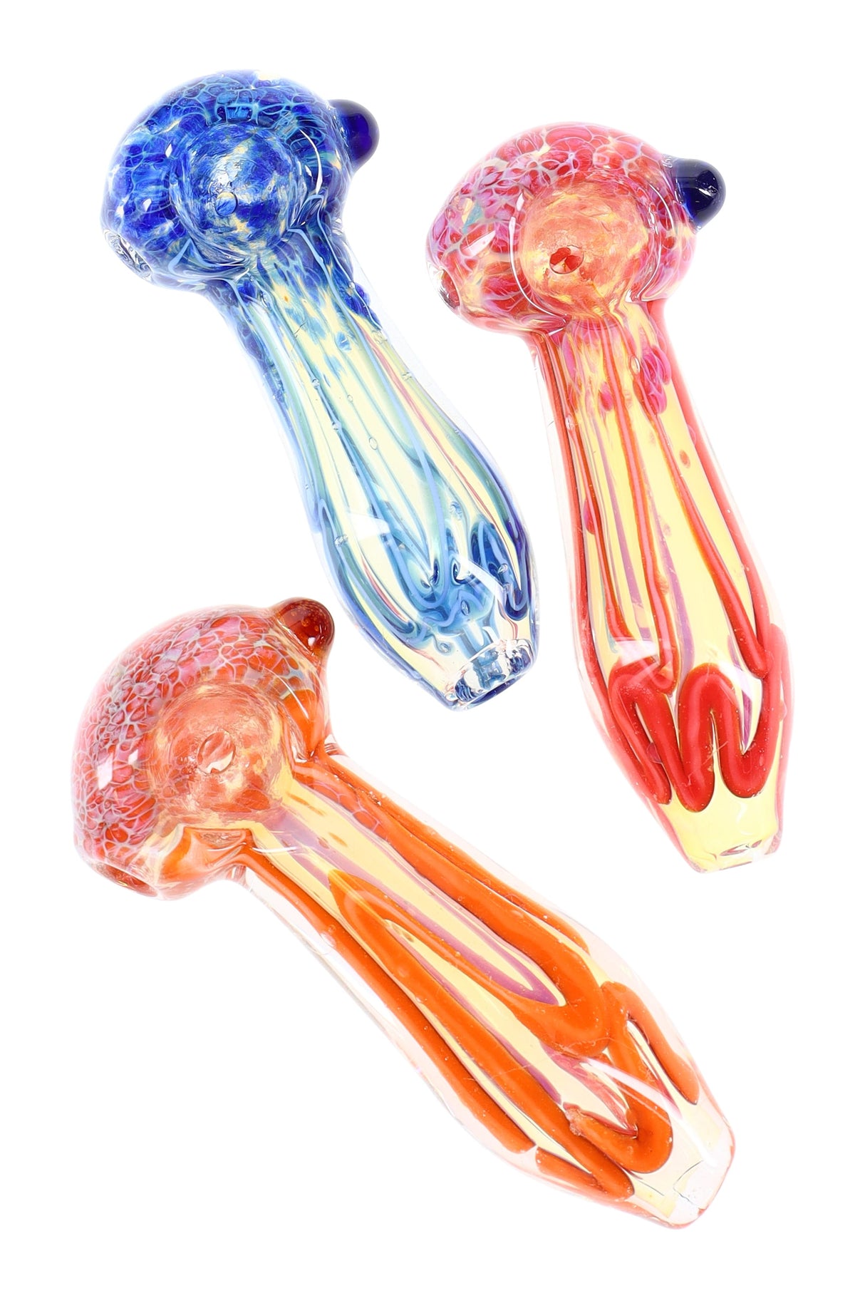 3" Color Changing Silver Fumed Frit Striped Glass Pipe - P2856