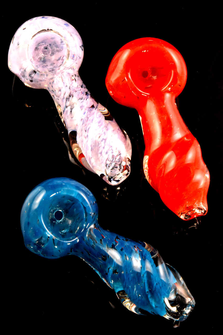 Small Twisted Glass Colorful Frit Pipe - P2857
