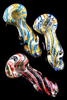 Color Changing Multicolor Striped Twisted Glass Pipe - P2859