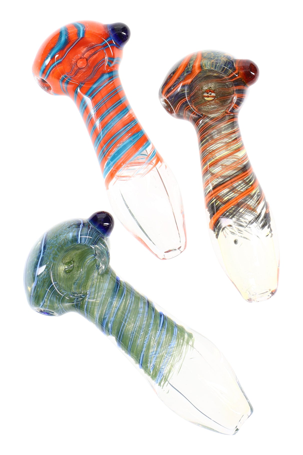 3.5" Small Swirl Striped Frit Color Changing Glass Pipe - P2860