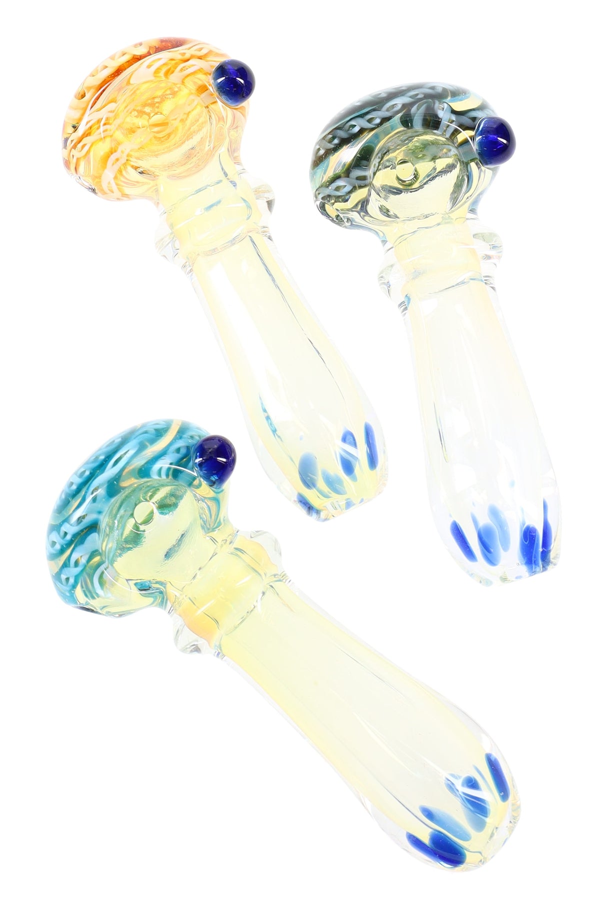 3.5" Small Color Changing Striped Dot Glass Pipe - P2861