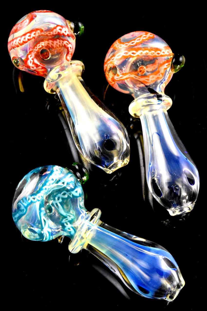 Small Color Changing Striped Dot Glass Pipe - P2861