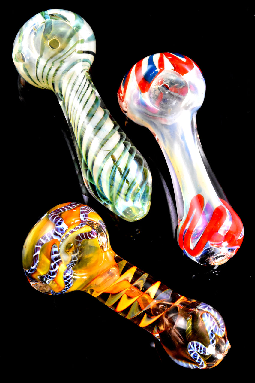 (Mix) Color Changing Striped Glass Pipe - P2866
