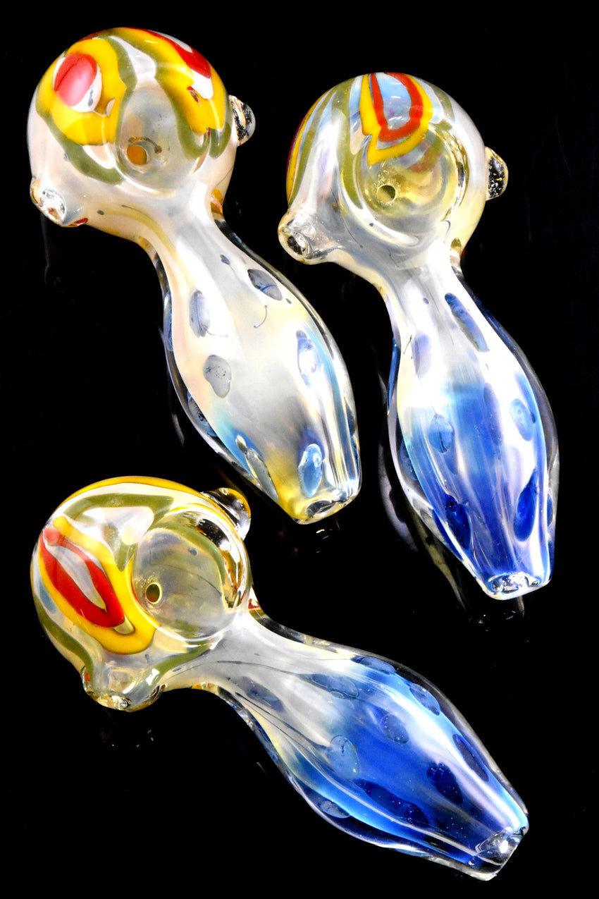 Color Changing Rasta Stripe Dotted Glass Pipe - P2869