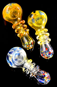 Gold Fumed Confetti Frit Dot Rings Glass Pipe - P2870