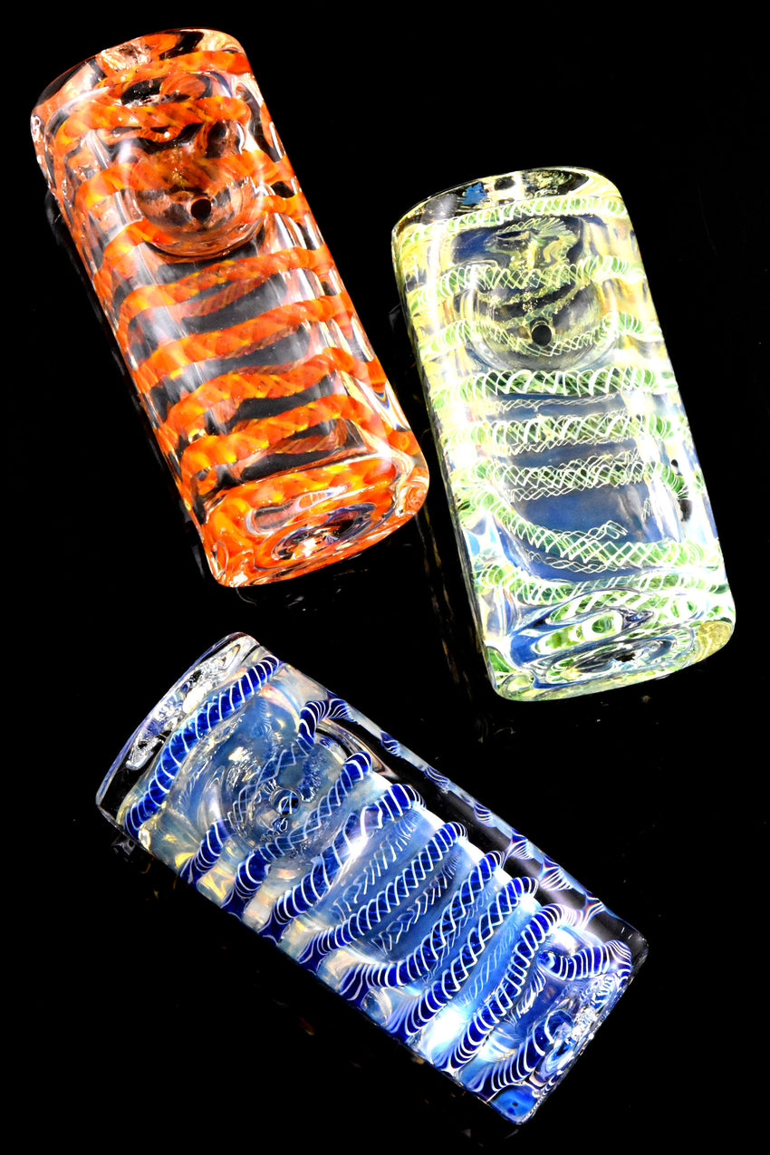 Square Color Changing Striped Glass Pipe - P2872