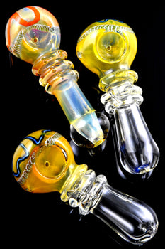 Color Changing Fumed Striped Rings Glass Pipe - P2879