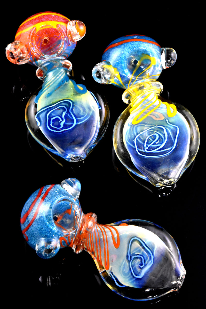 Color Changing Silver Fumed Frit Wide Glass Pipe - P2880