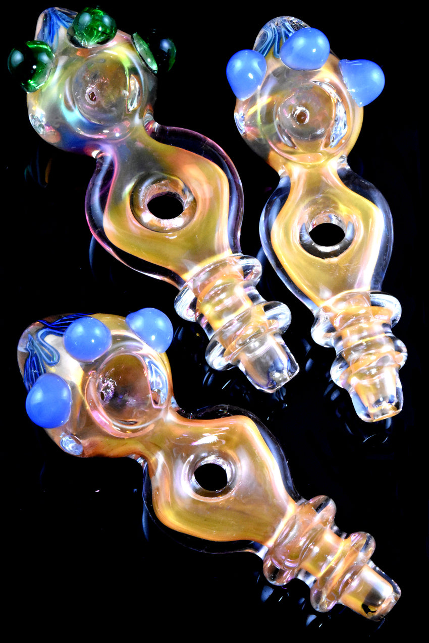 Gold Fumed Donut Hole Glass Pipe - P2897