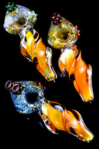 Twisted Glass Color Changing Gold Fumed Frit Pipe - P2908