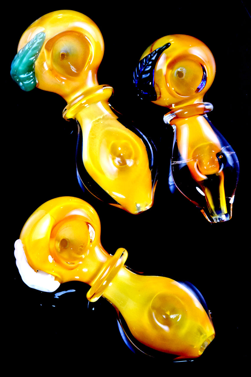 Gold Fumed Leaf Marble Glass Pipe - P2923