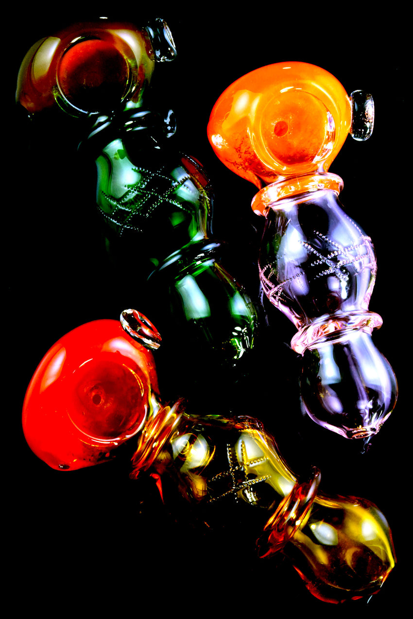 Colorful Frit Solid Color Glass Pipe - P2925