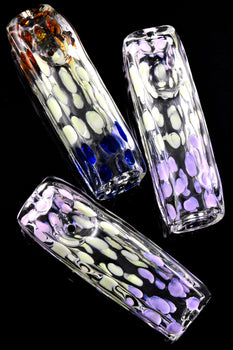 Multicolor Dot Square Clear Glass Pipe - P2926