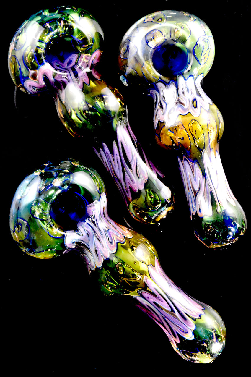 Gold Fumed Metallic Colored Glass Pipe - P2937