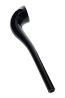 Glossy black GRAV Gandalfini glass sherlock pipe with long cooling stem and side carb, compact 6-inch dry herb hand pipe