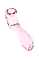 Soft-pink GRAV Mini Classic Sherlock, 4″ borosilicate sherlock pipe with curved neck, side carb, and inverted mouthpiece for ash control