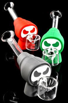 Silicone and Glass Skull Hand Pipe - P2954