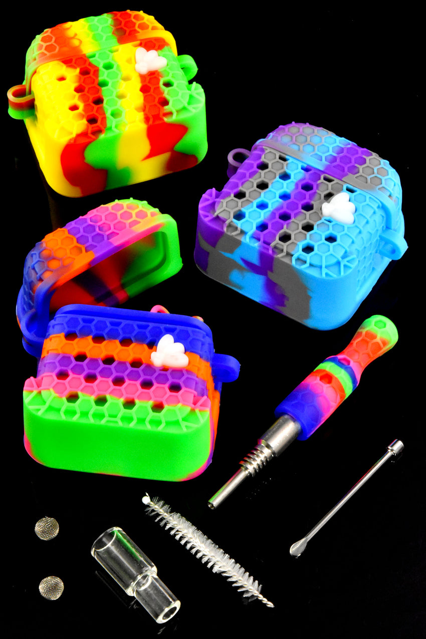 Colorful Silicone Honeycomb Dab Straw Kit - P2955