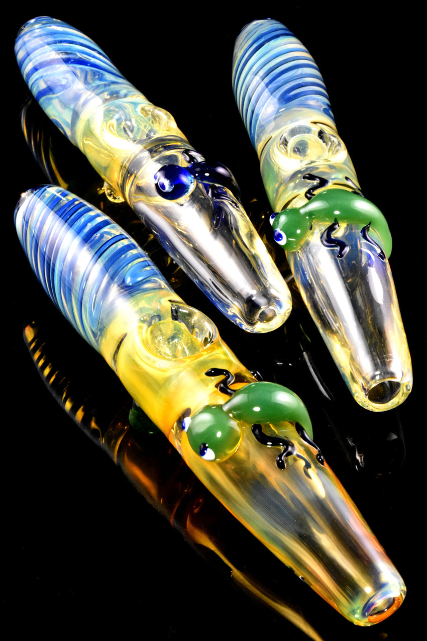 Color Changing Swirl Striped Critter Glass Steam Roller - P2967