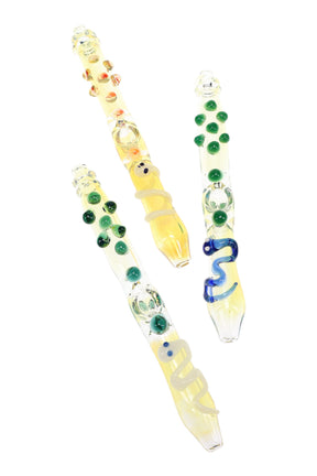 9″ color-changing glass steamroller with front carb, sculpted snake wrap, and raised marble grips along the barrel; assorted colors; sold individually.