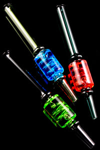 Colored Glass Fluid Filled Dab Straw with Coil - P2983