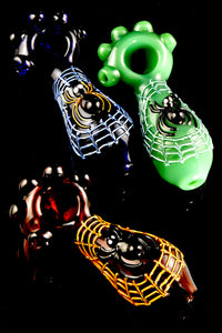 Colored Spider Web Glass Pipe - P2986