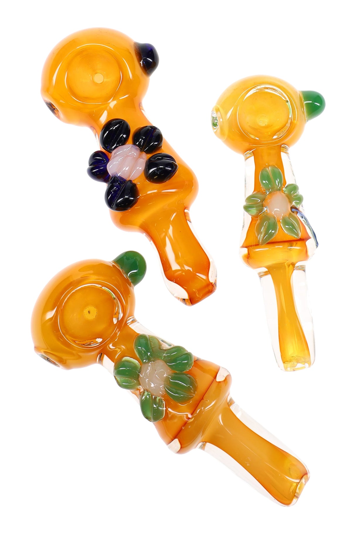 4" Gold Fumed Flower Glass Pipe - P2996