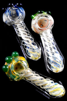 Silver Fumed Spiral Glass Pipe - P2997