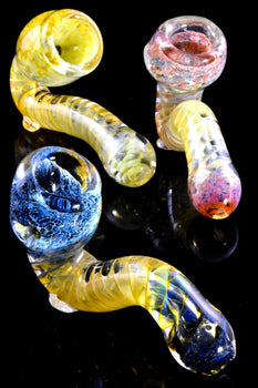 Color Changing Frit Spiral Glass Sherlock Pipe - P2999