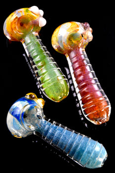 Small Ridged Color Changing Frit Glass Pipe - P3000