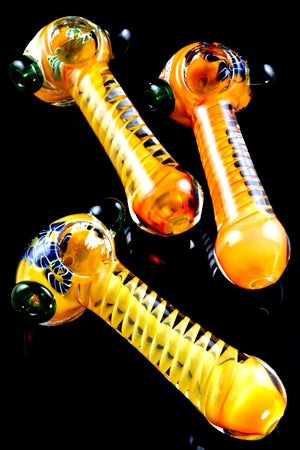 Gold Fumed Spiral Glass Hammer Pipe - P3002