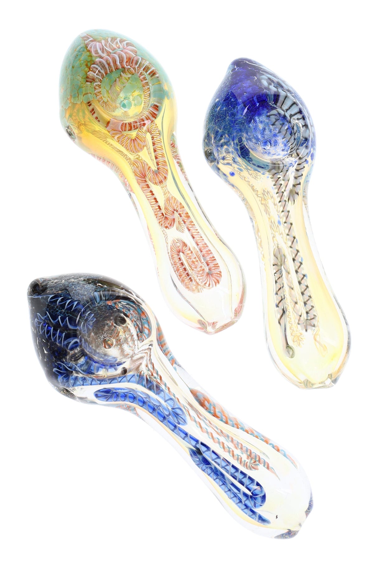 4.5" Color Changing Squiggle Striped Frit Glass Pipe - P3034