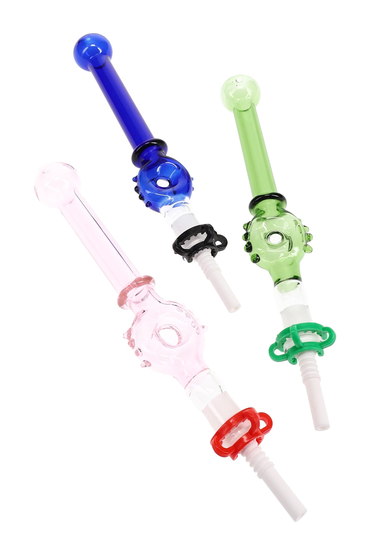 7" Colorful Glass Donut Hole Dab Straw - P3043