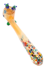7.5″ gold fumed confetti bee glass sherlock pipe shown in angled side product view