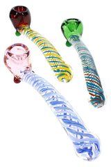 Assorted multicolor swirl striped sherlock pipes with curved stems shown in group product view